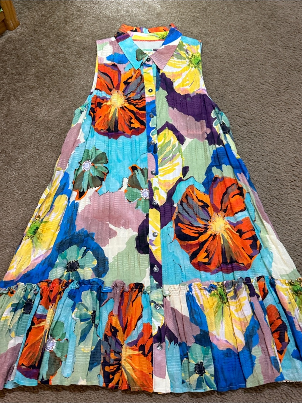 Maeve by Anthropologie Sleeveless Floral Midi Dress in multi color floral print - Picture 7 of 12